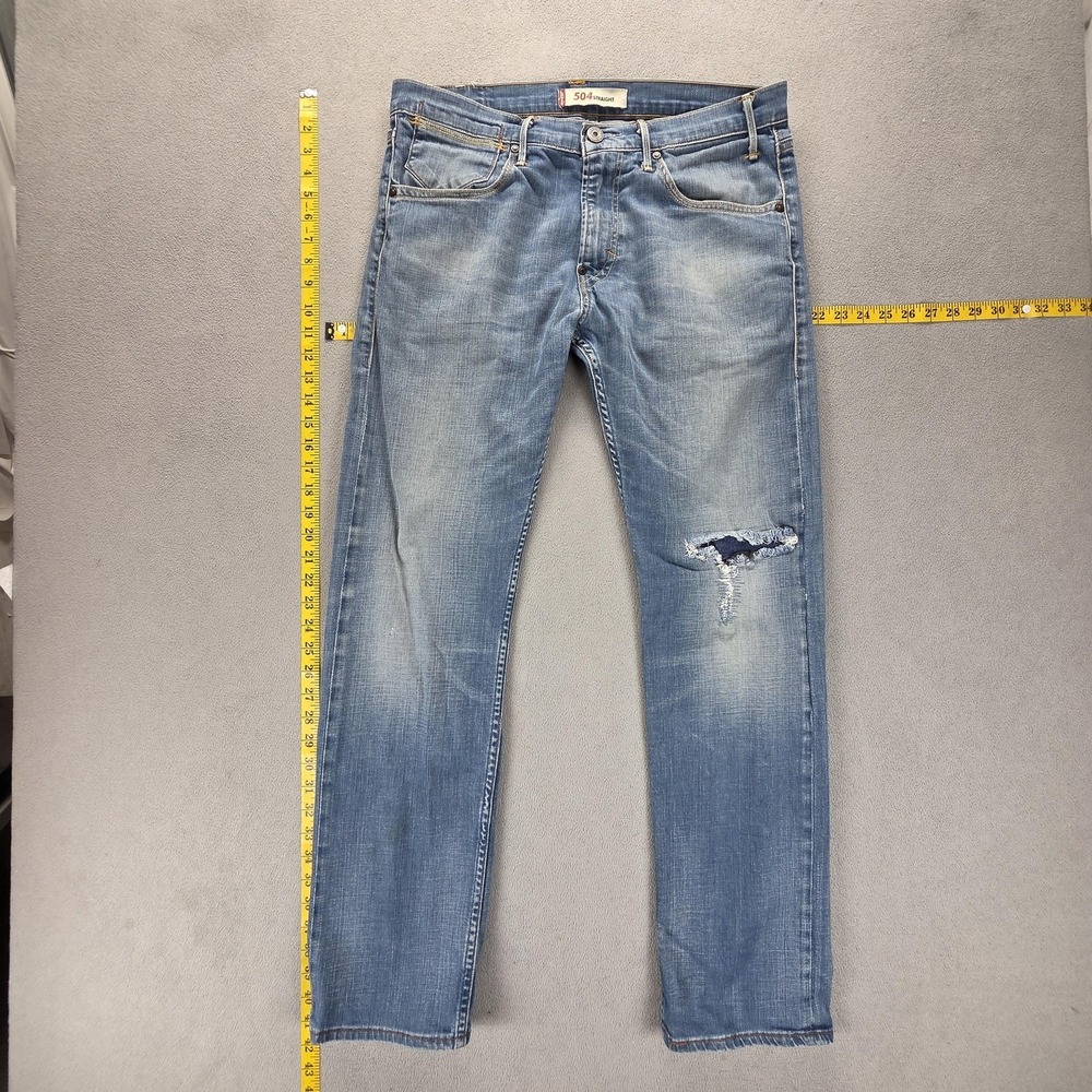 Vintage Levis 504 Jeans Mens 33x32‎ Blue Straight Engineered Thrashed Honeycomb